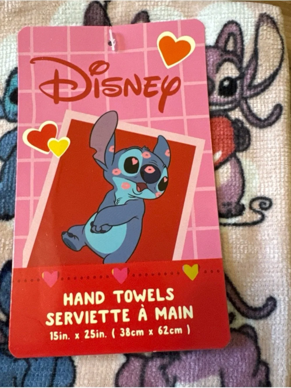 Disney Stitch Hand Towels - Pink Blue Character Print